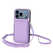Load image into Gallery viewer, Rhombic Texture Card Bag RFID Phone Case with Long Lanyard, For iPhone 17 Pro Max, For iPhone 17 Pro, For iPhone 17, For iPhone Air, For iPhone 16 Pro Max, For iPhone 16 Pro, For iPhone 16 Plus, For iPhone 16