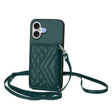 Load image into Gallery viewer, Rhombic Texture Card Bag RFID Phone Case with Long Lanyard, For iPhone 17 Pro Max, For iPhone 17 Pro, For iPhone 17, For iPhone Air, For iPhone 16 Pro Max, For iPhone 16 Pro, For iPhone 16 Plus, For iPhone 16