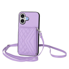 Load image into Gallery viewer, Rhombic Texture Card Bag RFID Phone Case with Long Lanyard, For iPhone 17 Pro Max, For iPhone 17 Pro, For iPhone 17, For iPhone Air, For iPhone 16 Pro Max, For iPhone 16 Pro, For iPhone 16 Plus, For iPhone 16