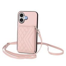 Load image into Gallery viewer, Rhombic Texture Card Bag RFID Phone Case with Long Lanyard, For iPhone 17 Pro Max, For iPhone 17 Pro, For iPhone 17, For iPhone Air, For iPhone 16 Pro Max, For iPhone 16 Pro, For iPhone 16 Plus, For iPhone 16