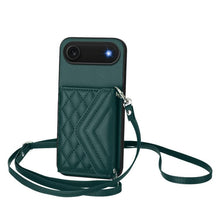 Load image into Gallery viewer, Rhombic Texture Card Bag RFID Phone Case with Long Lanyard, For iPhone 17 Pro Max, For iPhone 17 Pro, For iPhone 17, For iPhone Air, For iPhone 16 Pro Max, For iPhone 16 Pro, For iPhone 16 Plus, For iPhone 16