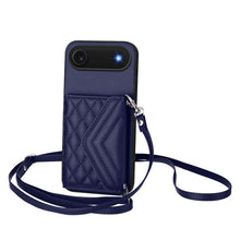Load image into Gallery viewer, Rhombic Texture Card Bag RFID Phone Case with Long Lanyard, For iPhone 17 Pro Max, For iPhone 17 Pro, For iPhone 17, For iPhone Air, For iPhone 16 Pro Max, For iPhone 16 Pro, For iPhone 16 Plus, For iPhone 16
