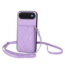 Load image into Gallery viewer, Rhombic Texture Card Bag RFID Phone Case with Long Lanyard, For iPhone 17 Pro Max, For iPhone 17 Pro, For iPhone 17, For iPhone Air, For iPhone 16 Pro Max, For iPhone 16 Pro, For iPhone 16 Plus, For iPhone 16