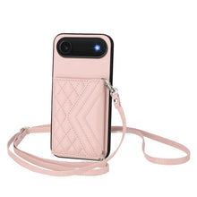 Load image into Gallery viewer, Rhombic Texture Card Bag RFID Phone Case with Long Lanyard, For iPhone 17 Pro Max, For iPhone 17 Pro, For iPhone 17, For iPhone Air, For iPhone 16 Pro Max, For iPhone 16 Pro, For iPhone 16 Plus, For iPhone 16