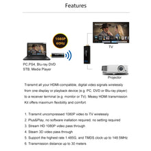 Load image into Gallery viewer, Measy W2H Nano 1080P HDMI 1.4 3D Wireless HDMI Audio Video Transmitter Receiver Extender, Transmission Distance: 30m,, US Plug, EU Plug, AU Plug, UK Plug