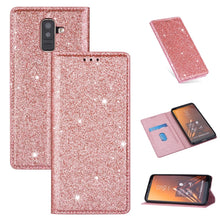Load image into Gallery viewer, Ultrathin Glitter Magnetic Horizontal Flip Leather Case with Holder &amp; Card Slots, For Samsung Galaxy A6+ / J8 (2018), For Samsung Galaxy A10e, For Samsung Galaxy A20 / A30, For Samsung Galaxy A20e, For Samsung Galaxy A40, For Samsung Galaxy A60        ...