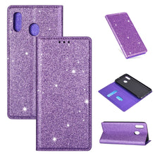 Load image into Gallery viewer, Ultrathin Glitter Magnetic Horizontal Flip Leather Case with Holder &amp; Card Slots, For Samsung Galaxy A6+ / J8 (2018), For Samsung Galaxy A10e, For Samsung Galaxy A20 / A30, For Samsung Galaxy A20e, For Samsung Galaxy A40, For Samsung Galaxy A60        ...