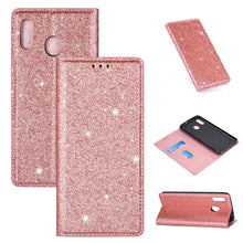 Load image into Gallery viewer, Ultrathin Glitter Magnetic Horizontal Flip Leather Case with Holder &amp; Card Slots, For Samsung Galaxy A6+ / J8 (2018), For Samsung Galaxy A10e, For Samsung Galaxy A20 / A30, For Samsung Galaxy A20e, For Samsung Galaxy A40, For Samsung Galaxy A60        ...