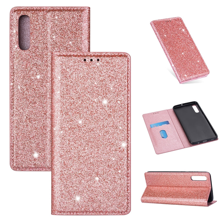 Ultrathin Glitter Magnetic Horizontal Flip Leather Case with Holder & Card Slots, For Samsung Galaxy A70, For Samsung Galaxy A7 (2018) / A750, For Samsung Galaxy J4 (2018), For Samsung Galaxy J4+, For Samsung Galaxy J6 (2018), For Samsung Galaxy J6+   ...