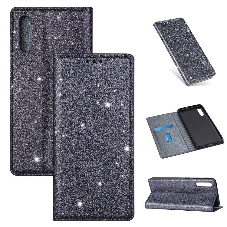 Ultrathin Glitter Magnetic Horizontal Flip Leather Case with Holder & Card Slots, For Samsung Galaxy A70, For Samsung Galaxy A7 (2018) / A750, For Samsung Galaxy J4 (2018), For Samsung Galaxy J4+, For Samsung Galaxy J6 (2018), For Samsung Galaxy J6+   ...