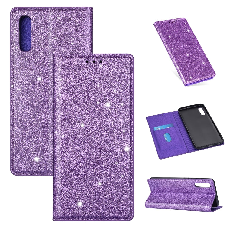 Ultrathin Glitter Magnetic Horizontal Flip Leather Case with Holder & Card Slots, For Samsung Galaxy A70, For Samsung Galaxy A7 (2018) / A750, For Samsung Galaxy J4 (2018), For Samsung Galaxy J4+, For Samsung Galaxy J6 (2018), For Samsung Galaxy J6+   ...