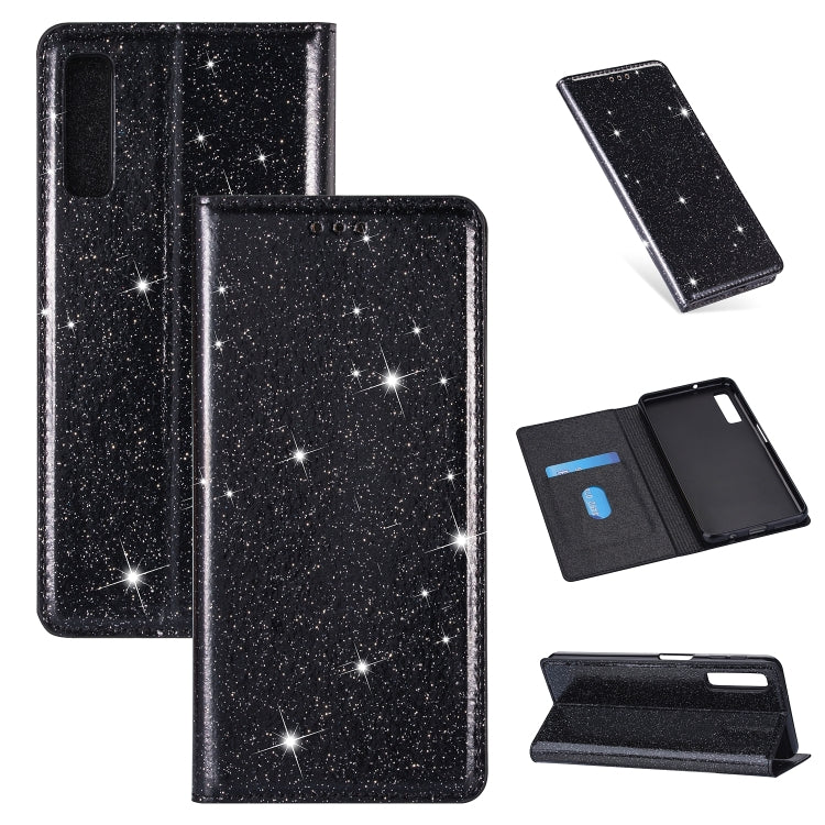 Ultrathin Glitter Magnetic Horizontal Flip Leather Case with Holder & Card Slots, For Samsung Galaxy A70, For Samsung Galaxy A7 (2018) / A750, For Samsung Galaxy J4 (2018), For Samsung Galaxy J4+, For Samsung Galaxy J6 (2018), For Samsung Galaxy J6+   ...