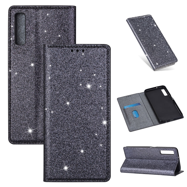 Ultrathin Glitter Magnetic Horizontal Flip Leather Case with Holder & Card Slots, For Samsung Galaxy A70, For Samsung Galaxy A7 (2018) / A750, For Samsung Galaxy J4 (2018), For Samsung Galaxy J4+, For Samsung Galaxy J6 (2018), For Samsung Galaxy J6+   ...