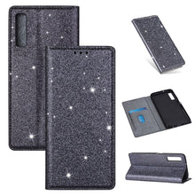 Load image into Gallery viewer, Ultrathin Glitter Magnetic Horizontal Flip Leather Case with Holder &amp; Card Slots, For Samsung Galaxy A70, For Samsung Galaxy A7 (2018) / A750, For Samsung Galaxy J4 (2018), For Samsung Galaxy J4+, For Samsung Galaxy J6 (2018), For Samsung Galaxy J6+   ...