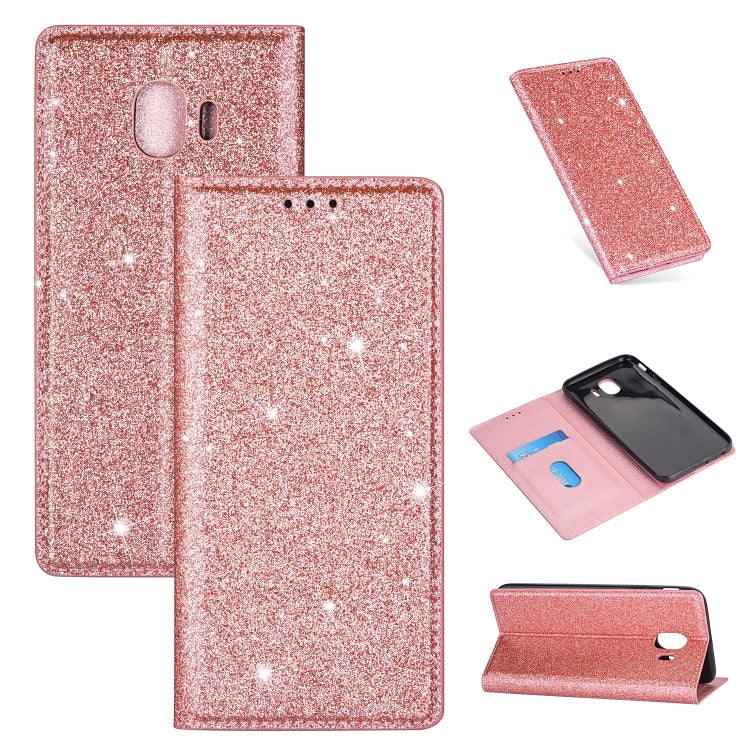 Ultrathin Glitter Magnetic Horizontal Flip Leather Case with Holder & Card Slots, For Samsung Galaxy A70, For Samsung Galaxy A7 (2018) / A750, For Samsung Galaxy J4 (2018), For Samsung Galaxy J4+, For Samsung Galaxy J6 (2018), For Samsung Galaxy J6+   ...