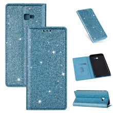 Load image into Gallery viewer, Ultrathin Glitter Magnetic Horizontal Flip Leather Case with Holder &amp; Card Slots, For Samsung Galaxy A70, For Samsung Galaxy A7 (2018) / A750, For Samsung Galaxy J4 (2018), For Samsung Galaxy J4+, For Samsung Galaxy J6 (2018), For Samsung Galaxy J6+   ...