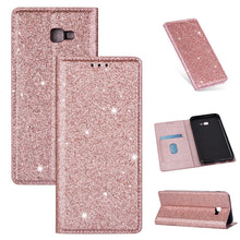 Load image into Gallery viewer, Ultrathin Glitter Magnetic Horizontal Flip Leather Case with Holder &amp; Card Slots, For Samsung Galaxy A70, For Samsung Galaxy A7 (2018) / A750, For Samsung Galaxy J4 (2018), For Samsung Galaxy J4+, For Samsung Galaxy J6 (2018), For Samsung Galaxy J6+   ...