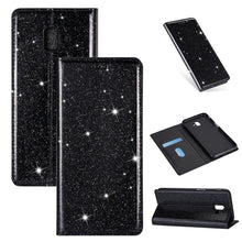 Load image into Gallery viewer, Ultrathin Glitter Magnetic Horizontal Flip Leather Case with Holder &amp; Card Slots, For Samsung Galaxy A70, For Samsung Galaxy A7 (2018) / A750, For Samsung Galaxy J4 (2018), For Samsung Galaxy J4+, For Samsung Galaxy J6 (2018), For Samsung Galaxy J6+   ...