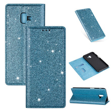 Load image into Gallery viewer, Ultrathin Glitter Magnetic Horizontal Flip Leather Case with Holder &amp; Card Slots, For Samsung Galaxy A70, For Samsung Galaxy A7 (2018) / A750, For Samsung Galaxy J4 (2018), For Samsung Galaxy J4+, For Samsung Galaxy J6 (2018), For Samsung Galaxy J6+   ...
