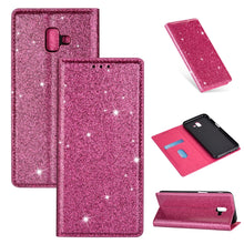 Load image into Gallery viewer, Ultrathin Glitter Magnetic Horizontal Flip Leather Case with Holder &amp; Card Slots, For Samsung Galaxy A70, For Samsung Galaxy A7 (2018) / A750, For Samsung Galaxy J4 (2018), For Samsung Galaxy J4+, For Samsung Galaxy J6 (2018), For Samsung Galaxy J6+   ...