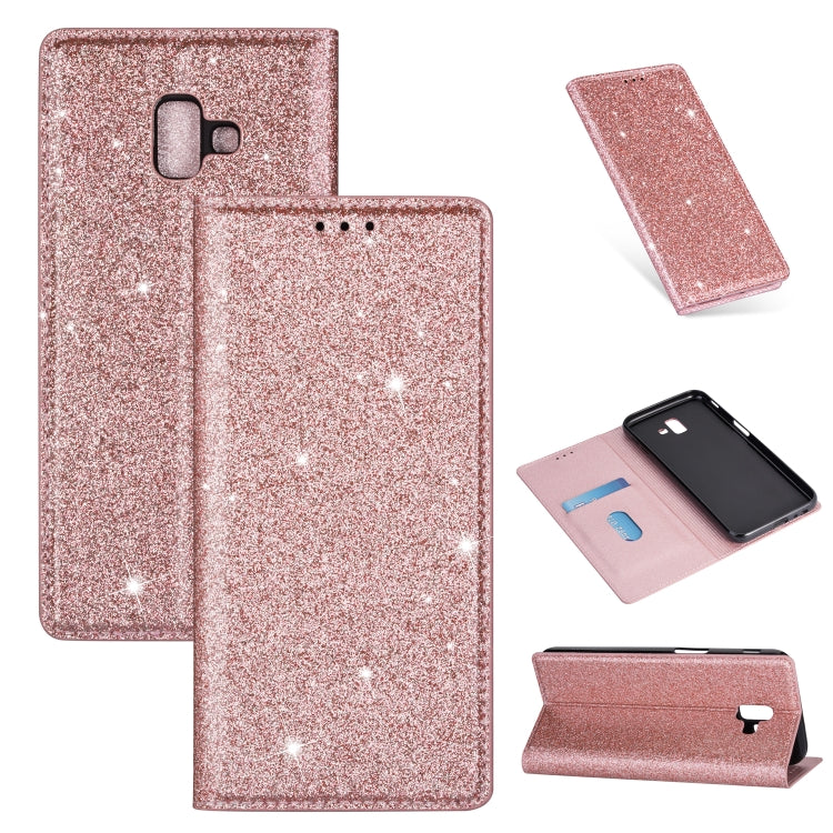 Ultrathin Glitter Magnetic Horizontal Flip Leather Case with Holder & Card Slots, For Samsung Galaxy A70, For Samsung Galaxy A7 (2018) / A750, For Samsung Galaxy J4 (2018), For Samsung Galaxy J4+, For Samsung Galaxy J6 (2018), For Samsung Galaxy J6+   ...