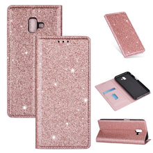 Load image into Gallery viewer, Ultrathin Glitter Magnetic Horizontal Flip Leather Case with Holder &amp; Card Slots, For Samsung Galaxy A70, For Samsung Galaxy A7 (2018) / A750, For Samsung Galaxy J4 (2018), For Samsung Galaxy J4+, For Samsung Galaxy J6 (2018), For Samsung Galaxy J6+   ...