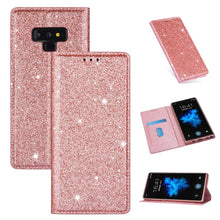 Load image into Gallery viewer, Ultrathin Glitter Magnetic Horizontal Flip Leather Case with Holder &amp; Card Slots, For Samsung Galaxy A70, For Samsung Galaxy A7 (2018) / A750, For Samsung Galaxy J4 (2018), For Samsung Galaxy J4+, For Samsung Galaxy J6 (2018), For Samsung Galaxy J6+   ...