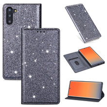 Load image into Gallery viewer, Ultrathin Glitter Magnetic Horizontal Flip Leather Case with Holder &amp; Card Slots, For Samsung Galaxy Note 10, For Samsung Galaxy Note 10 Plus, For Samsung Galaxy S9, For Samsung Galaxy S10, For Samsung Galaxy S10e, For Samsung Galaxy S10+              ...