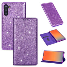 Load image into Gallery viewer, Ultrathin Glitter Magnetic Horizontal Flip Leather Case with Holder &amp; Card Slots, For Samsung Galaxy Note 10, For Samsung Galaxy Note 10 Plus, For Samsung Galaxy S9, For Samsung Galaxy S10, For Samsung Galaxy S10e, For Samsung Galaxy S10+              ...