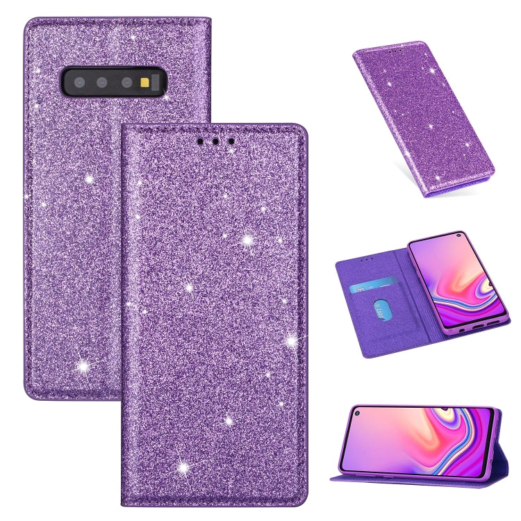Ultrathin Glitter Magnetic Horizontal Flip Leather Case with Holder & Card Slots, For Samsung Galaxy Note 10, For Samsung Galaxy Note 10 Plus, For Samsung Galaxy S9, For Samsung Galaxy S10, For Samsung Galaxy S10e, For Samsung Galaxy S10+              ...