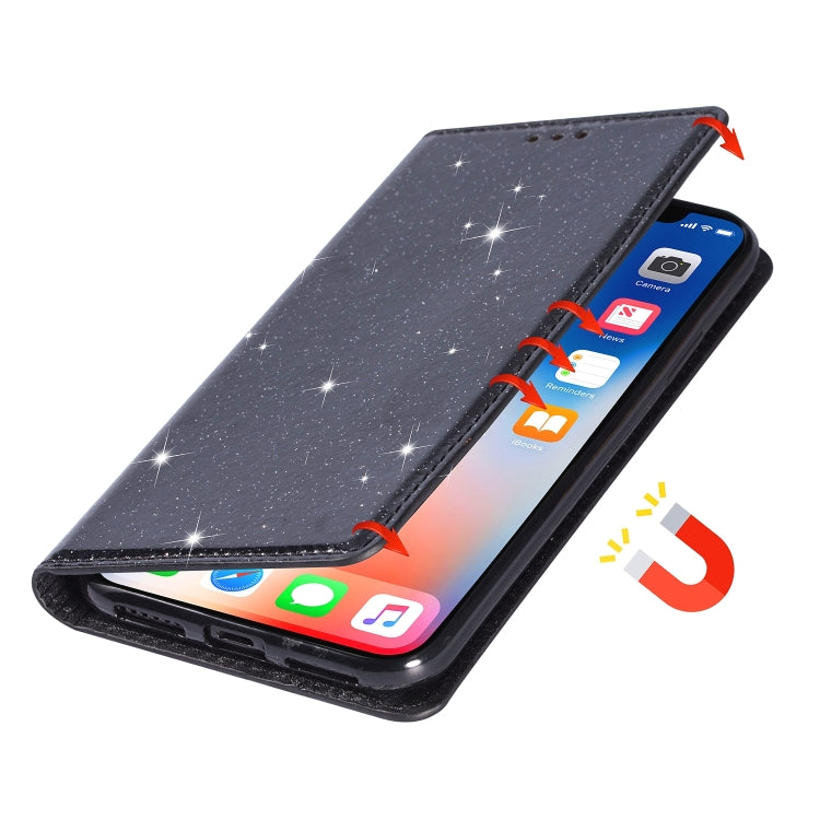 Ultrathin Glitter Magnetic Horizontal Flip Leather Case with Holder & Card Slots