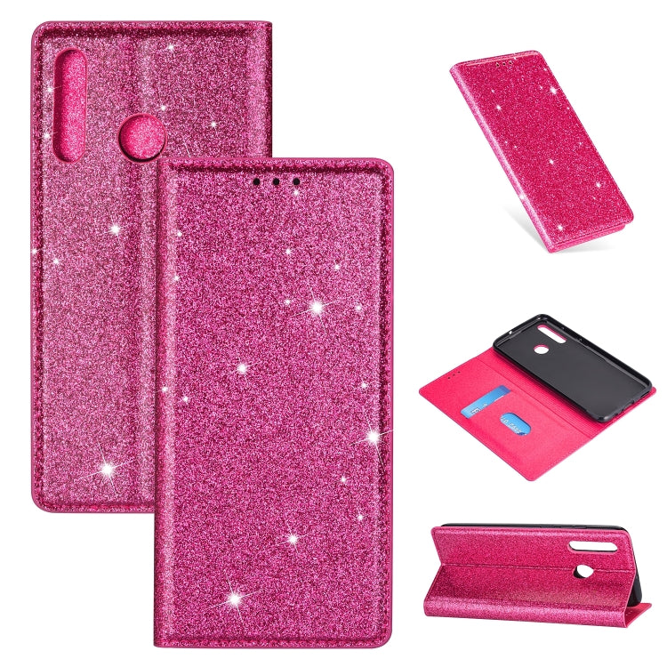 Ultrathin Glitter Magnetic Horizontal Flip Leather Case with Holder & Card Slots