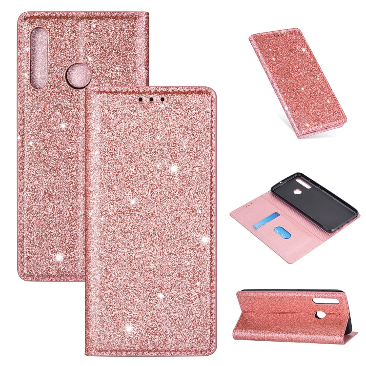 Ultrathin Glitter Magnetic Horizontal Flip Leather Case with Holder & Card Slots