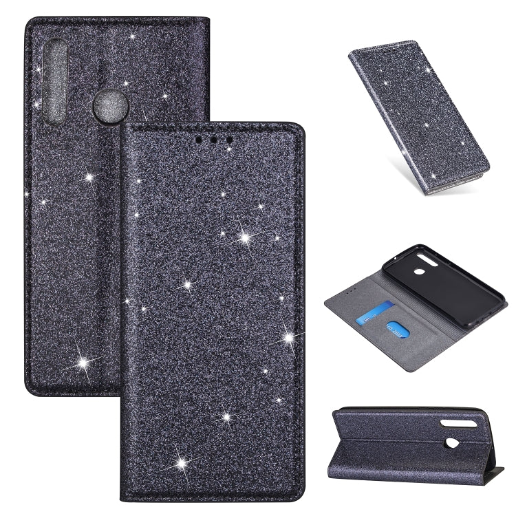 Ultrathin Glitter Magnetic Horizontal Flip Leather Case with Holder & Card Slots