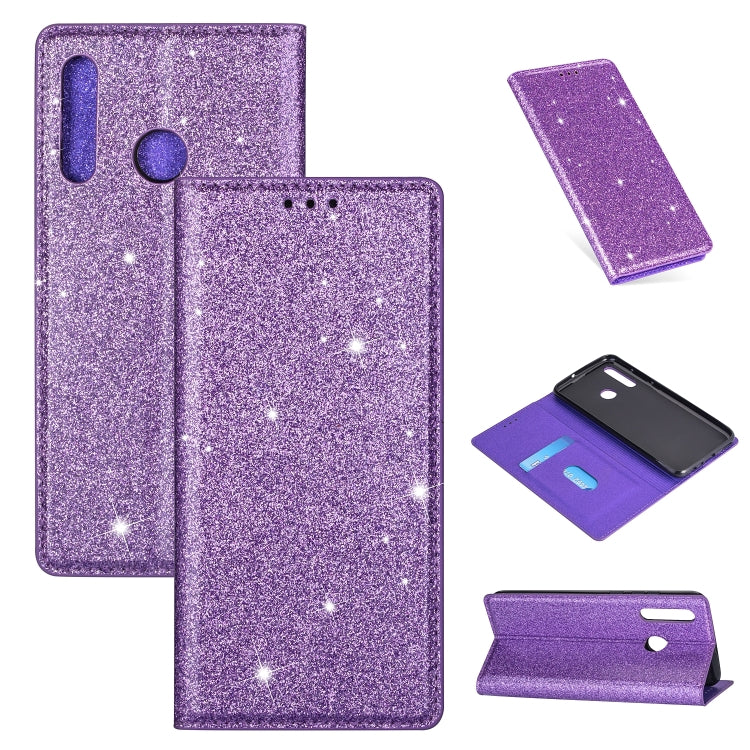 Ultrathin Glitter Magnetic Horizontal Flip Leather Case with Holder & Card Slots