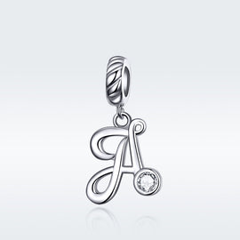 S925 Sterling Silver 26 English Letter Beads DIY Bracelet Necklace Accessories, A, B, C, D, E, F, G, H, I, J, K, L, M, N, O, P, Q, R, S, T, U, V, W, X, Y, Z