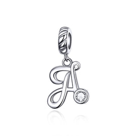 S925 Sterling Silver 26 English Letter Beads DIY Bracelet Necklace Accessories, A, B, C, D, E, F, G, H, I, J, K, L, M, N, O, P, Q, R, S, T, U, V, W, X, Y, Z