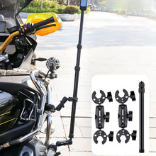 Load image into Gallery viewer, Motorcycle Clamps Handlebar Fixed Mount 3-stage Telescopic Selfie Stick, Double Dual-heads Crabs 3-stage Selfie Stick, Dual-heads Crab &amp; Single Heads 3-stage Selfie Stick, 2 x Dual-heads Crab 1 x Single Heads