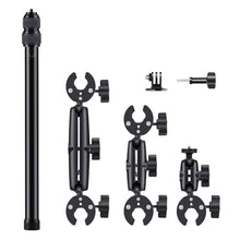 Load image into Gallery viewer, Motorcycle Clamps Handlebar Fixed Mount 3-stage Telescopic Selfie Stick, Double Dual-heads Crabs 3-stage Selfie Stick, Dual-heads Crab &amp; Single Heads 3-stage Selfie Stick, 2 x Dual-heads Crab 1 x Single Heads