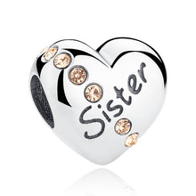 Load image into Gallery viewer, S925 Sterling Silver Heart Sister Letter Beads DIY Bracelet Necklace Accessories