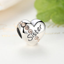 Load image into Gallery viewer, S925 Sterling Silver Heart Sister Letter Beads DIY Bracelet Necklace Accessories