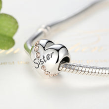 Load image into Gallery viewer, S925 Sterling Silver Heart Sister Letter Beads DIY Bracelet Necklace Accessories