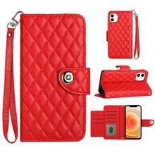 Load image into Gallery viewer, Rhombic Texture Flip Leather Phone Case with Lanyard, For iPhone 11, For iPhone 11 Pro, For iPhone XS / X, For iPhone XR, For iPhone XS Max, For iPhone 8 Plus / 7 Plus / 6s Plus