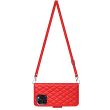 Load image into Gallery viewer, Rhombic Texture Flip Leather Phone Case with Long Lanyard, For iPhone 15 Pro Max, For iPhone 15 Pro, For iPhone 15 Plus, For iPhone 15, For iPhone 14 Plus, For iPhone 14, For iPhone 14 Pro, For iPhone 14 Pro Max