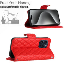 Load image into Gallery viewer, Rhombic Texture Flip Leather Phone Case with Long Lanyard, For iPhone 15 Pro Max, For iPhone 15 Pro, For iPhone 15 Plus, For iPhone 15, For iPhone 14 Plus, For iPhone 14, For iPhone 14 Pro, For iPhone 14 Pro Max