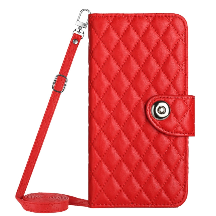 Rhombic Texture Flip Leather Phone Case with Long Lanyard, For iPhone SE 2022 / 2020 / 8 / 7, For iPhone 13 Pro Max, For iPhone 13 Pro, For iPhone 13, For iPhone 12 / 12 Pro, For iPhone 12 Pro Max, For iPhone 11