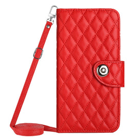 Rhombic Texture Flip Leather Phone Case with Long Lanyard, For iPhone SE 2022 / 2020 / 8 / 7, For iPhone 13 Pro Max, For iPhone 13 Pro, For iPhone 13, For iPhone 12 / 12 Pro, For iPhone 12 Pro Max, For iPhone 11