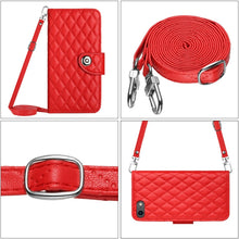 Load image into Gallery viewer, Rhombic Texture Flip Leather Phone Case with Long Lanyard, For iPhone SE 2022 / 2020 / 8 / 7, For iPhone 13 Pro Max, For iPhone 13 Pro, For iPhone 13, For iPhone 12 / 12 Pro, For iPhone 12 Pro Max, For iPhone 11