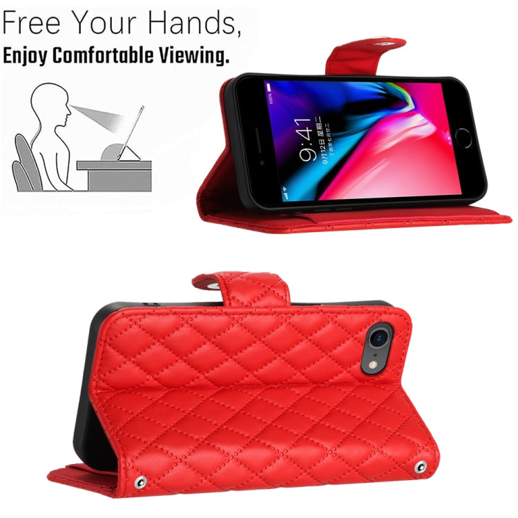 Rhombic Texture Flip Leather Phone Case with Long Lanyard, For iPhone SE 2022 / 2020 / 8 / 7, For iPhone 13 Pro Max, For iPhone 13 Pro, For iPhone 13, For iPhone 12 / 12 Pro, For iPhone 12 Pro Max, For iPhone 11