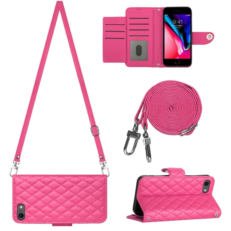 Rhombic Texture Flip Leather Phone Case with Long Lanyard, For iPhone SE 2022 / 2020 / 8 / 7, For iPhone 13 Pro Max, For iPhone 13 Pro, For iPhone 13, For iPhone 12 / 12 Pro, For iPhone 12 Pro Max, For iPhone 11